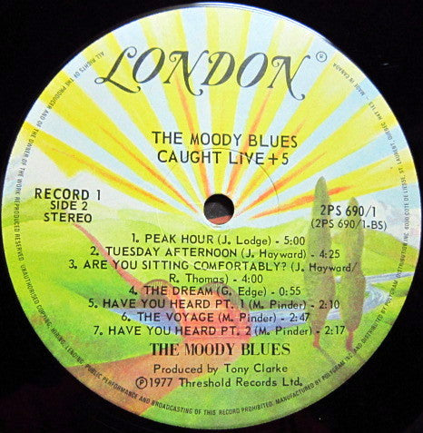 The Moody Blues : Caught Live +5 (2xLP, Album, RE)