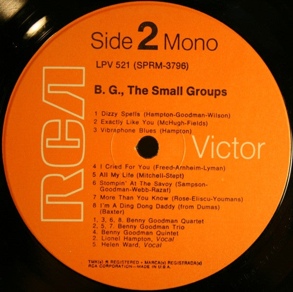 Benny Goodman : B.G., The Small Groups (LP, Comp, Mono, RE)