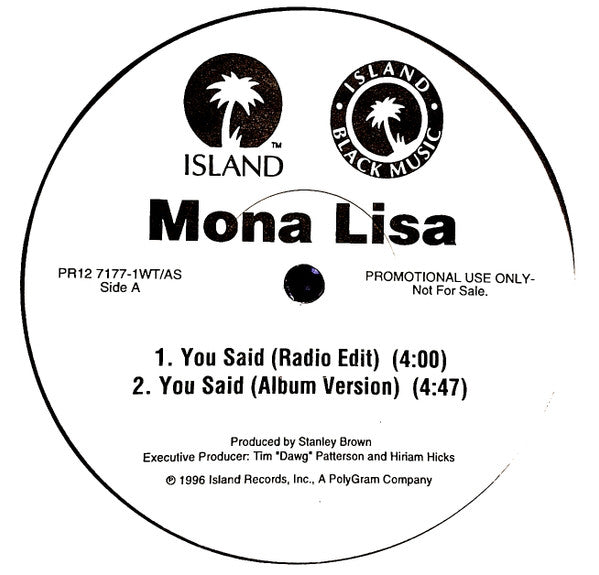 Mona Lisa (2) : You Said (12", Promo)