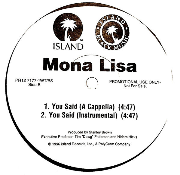 Mona Lisa (2) : You Said (12", Promo)