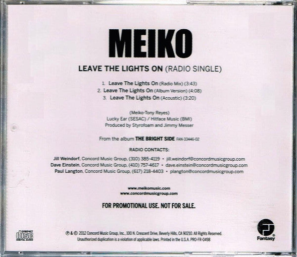 Meiko : Leave The Lights On (CD, Single, Promo)