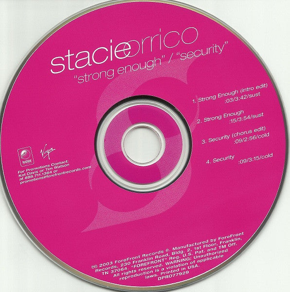 Stacie Orrico : Strong Enough / Security (CD, Single, Promo)