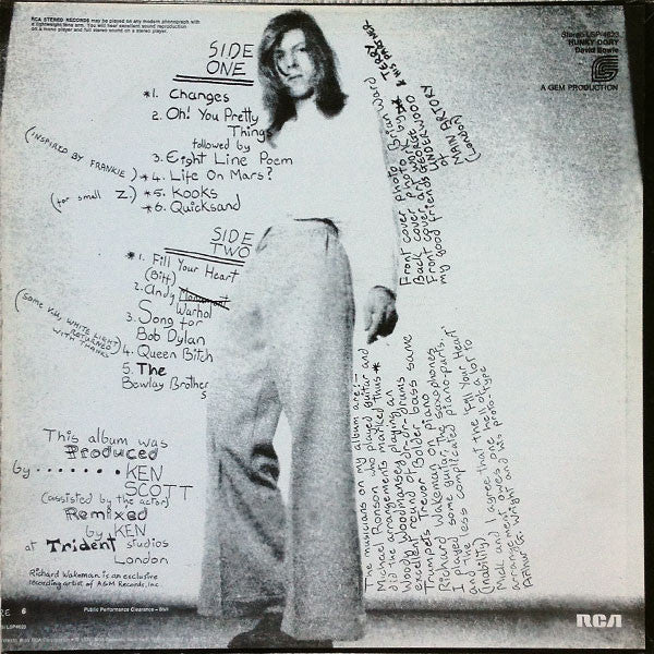 David Bowie : Hunky Dory (LP, Album, RE)