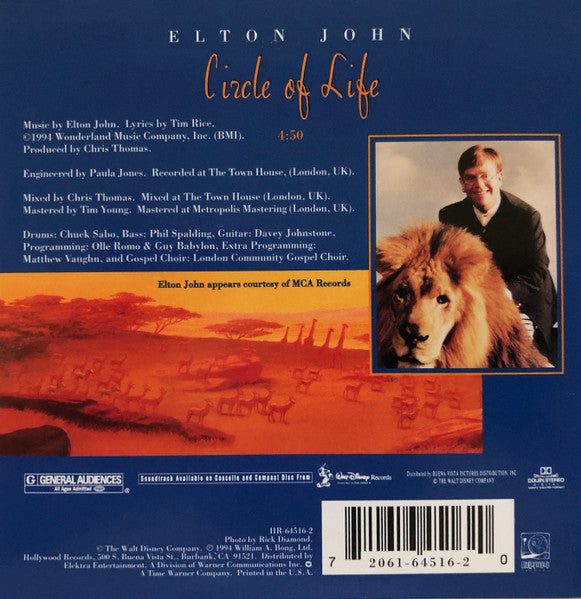 Elton John : Circle Of Life (CD, Single)