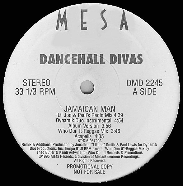 Dancehall Divas : Jamaican Man (12", Promo)