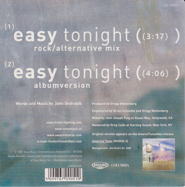 Five For Fighting : Easy Tonight (CD, Single)
