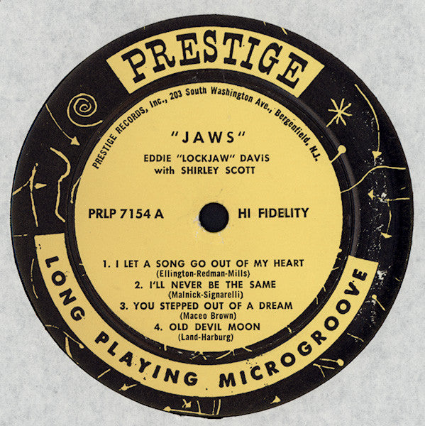 Eddie "Lockjaw" Davis With Shirley Scott : Jaws (LP, Album, Mono)