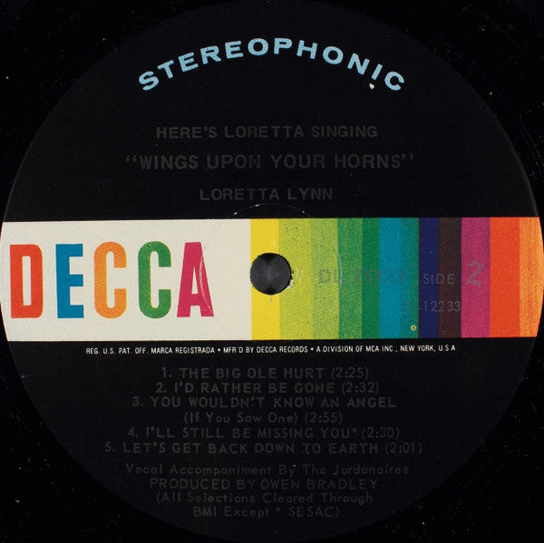 Loretta Lynn : Here's Loretta Singing "Wings Upon Your Horns" (LP, Album, Roc)