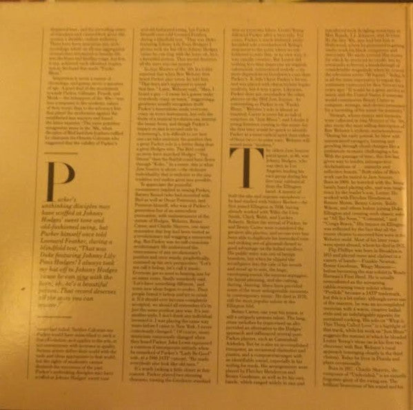 Charlie Parker With Benny Carter / Johnny Hodges / Ben Webster & Oscar Peterson : The Charlie Parker Sides -  Norman Granz' Jam Session (2xLP, Comp, RE)