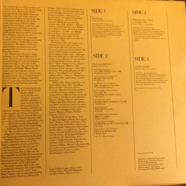 Charlie Parker With Benny Carter / Johnny Hodges / Ben Webster & Oscar Peterson : The Charlie Parker Sides -  Norman Granz' Jam Session (2xLP, Comp, RE)