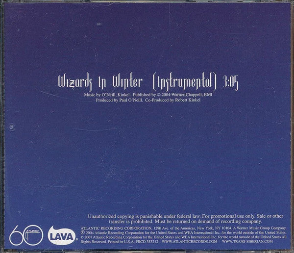 Trans-Siberian Orchestra : Wizards In Winter (CD, Single, Promo)