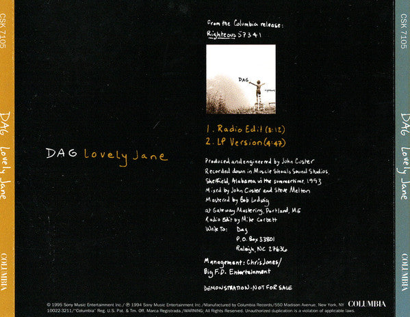 Dag : Lovely Jane (CD, Single, Promo)