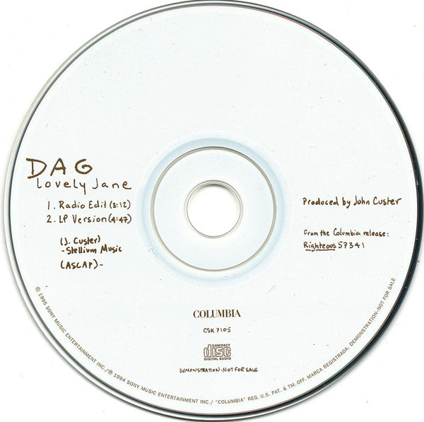 Dag : Lovely Jane (CD, Single, Promo)