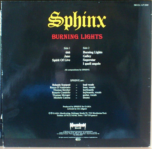 Sphinx (21) : Burning Lights (LP, Album)