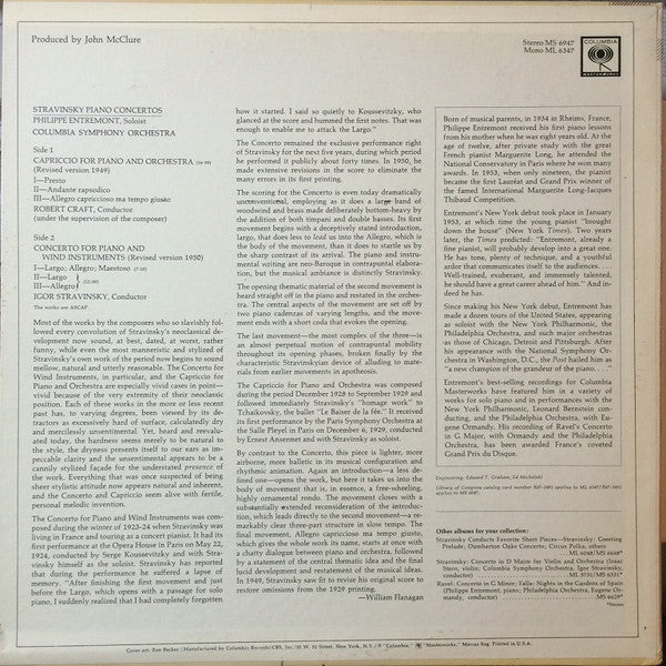 Stravinsky*, Philippe Entremont : Piano Concertos (LP, Album)