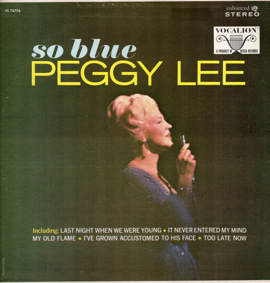 Peggy Lee : So Blue (LP, Album, Glo)