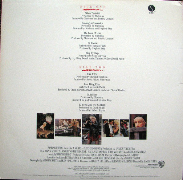 Madonna : Who's That Girl (Original Motion Picture Soundtrack) (LP, Album, Club, Col)