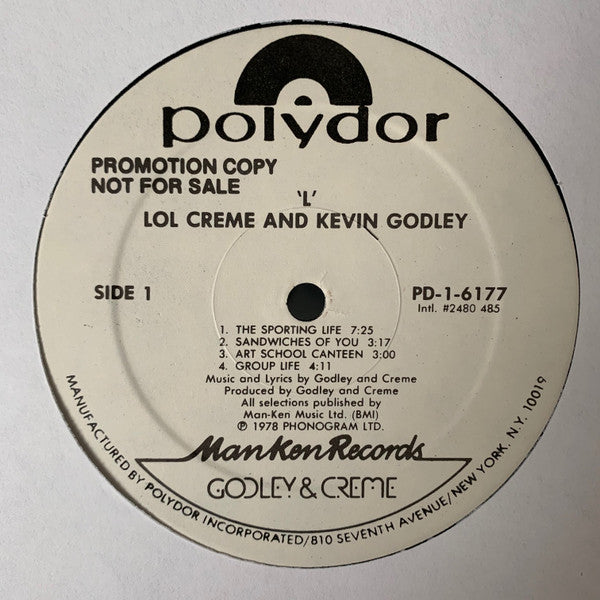 Lol Creme And Kevin Godley* : L (LP, Album, Promo)