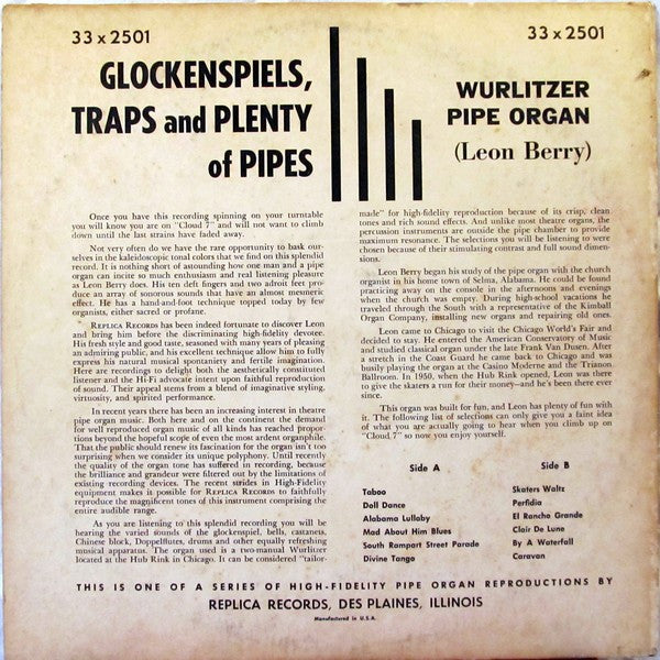 Leon Berry : Glockenspiels Traps And Plenty Of Pipes (LP, Album)