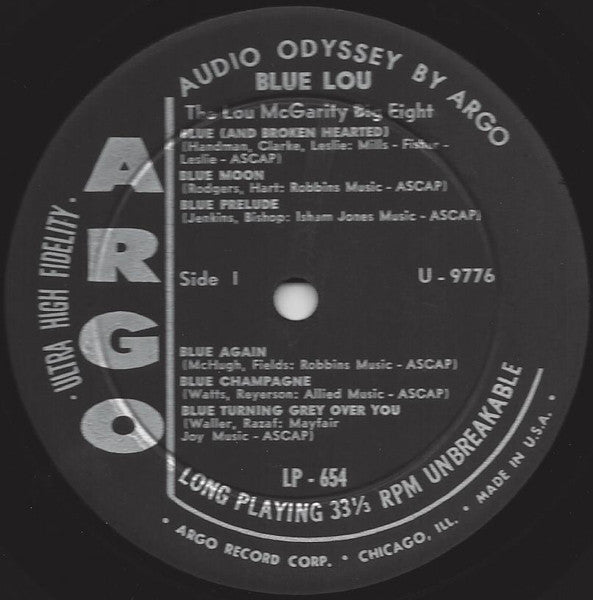 The Lou McGarity Big Eight : Blue Lou (LP, Album, Mono)