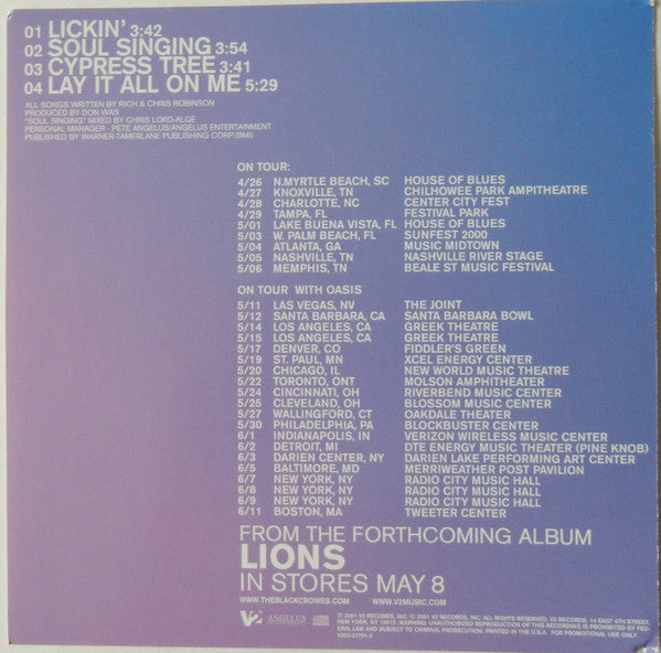 The Black Crowes : Selections From Lions (CD, Promo, Smplr)