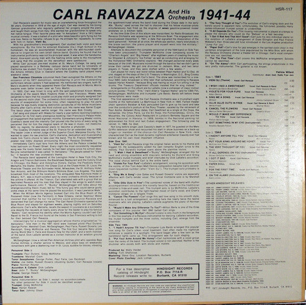 Carl Ravazza And His Orchestra : The Uncollected Carl Ravazza, 1941-1944 (LP, Mono)