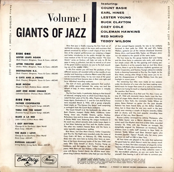 Various : The Jazz Greats (Giants Of Jazz Volume I) (LP, Album)
