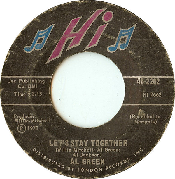 Al Green : Let's Stay Together / Tomorrow's Dream (7", Single, Styrene, She)