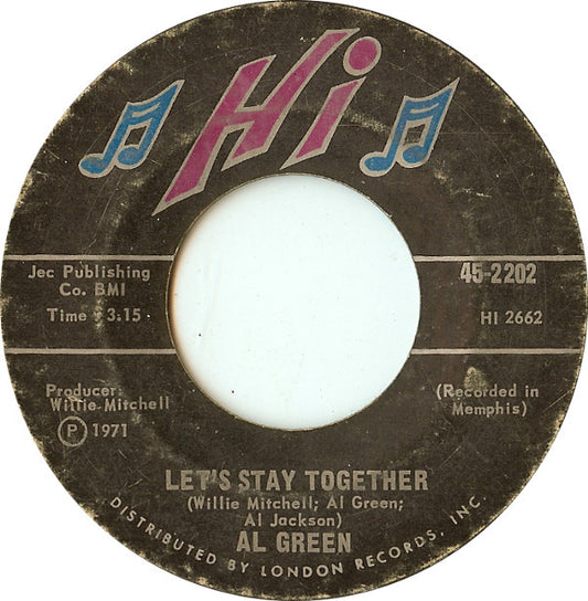 Al Green : Let's Stay Together / Tomorrow's Dream (7", Single, Styrene, She)