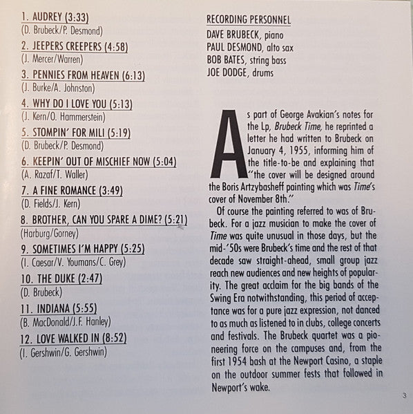 Dave Brubeck Featuring Paul Desmond : Interchanges '54 (CD, Comp, Mono, RM, RP)