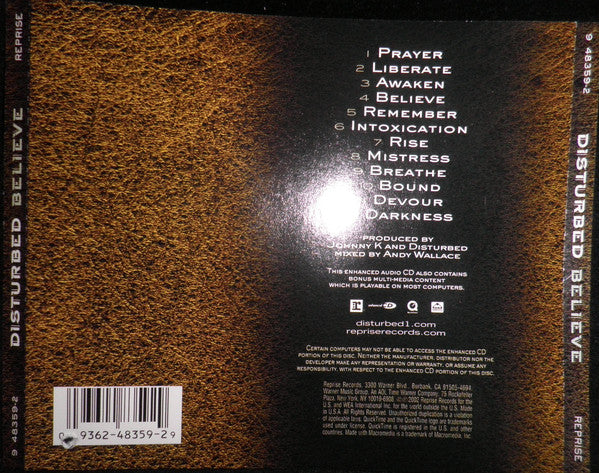 Disturbed : Believe (CD, Album, Enh, RP)