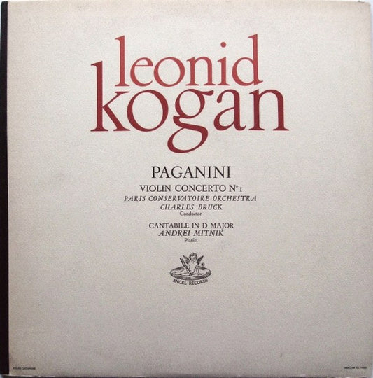 Niccolò Paganini - Leonid Kogan, Orchestre De La Société Des Concerts Du Conservatoire, Charles Bruck : Violin Concerto No. 1, Cantabile In D Major (LP)