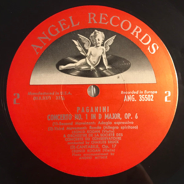 Niccolò Paganini - Leonid Kogan, Orchestre De La Société Des Concerts Du Conservatoire, Charles Bruck : Violin Concerto No. 1, Cantabile In D Major (LP)