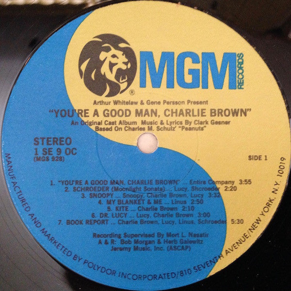 Clark Gesner / With Bill Hinnant, Reva Rose, Karen Johnson (2), Bob Balaban, Skip Hinnant, Gary Burghoff Presented By Arthur Whitelaw, Gene Persson : "You're A Good Man, Charlie Brown" (The Original Cast Album) (LP, Album, RE, PRC)