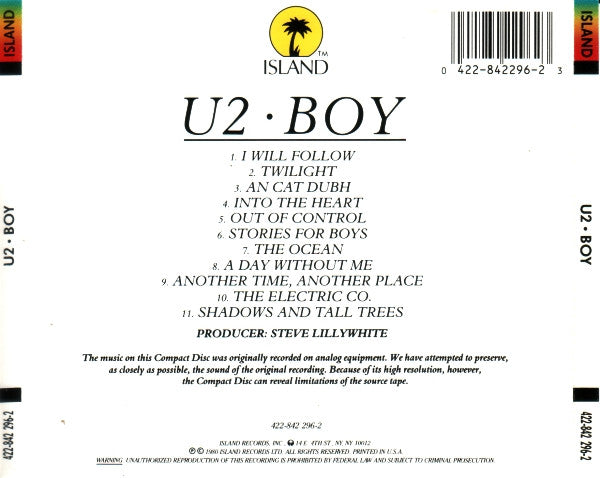 U2 : Boy (CD, Album, RE)