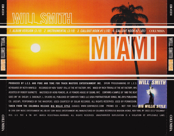Will Smith : Miami (CD, Single, Promo)