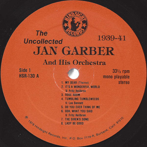 Jan Garber And His Orchestra : The Uncollected Jan Garber, 1939-1941 (LP, Album, Mono)