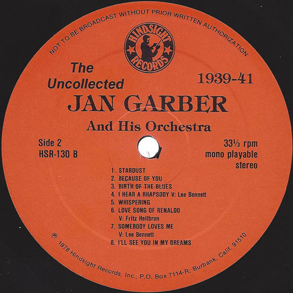 Jan Garber And His Orchestra : The Uncollected Jan Garber, 1939-1941 (LP, Album, Mono)