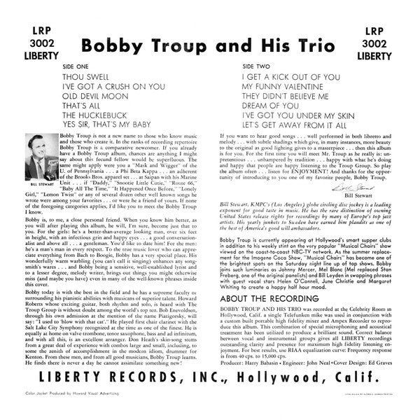 Bobby Troup and Trio : Bobby Troup And His Trio (LP, Mono)
