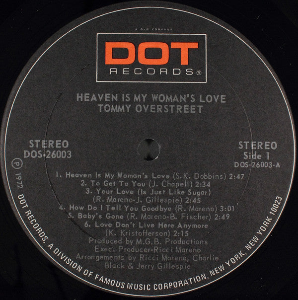 Tommy Overstreet : Heaven Is My Woman's Love (LP, Album)