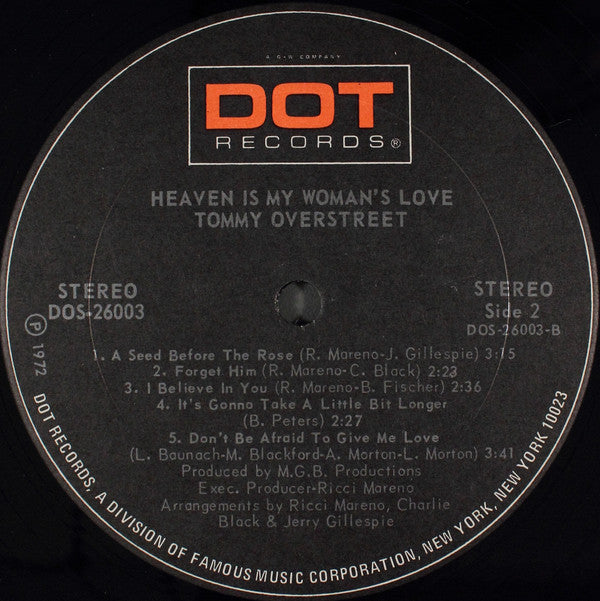 Tommy Overstreet : Heaven Is My Woman's Love (LP, Album)