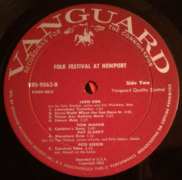 Various : Folk Festival At Newport (LP, Mono)