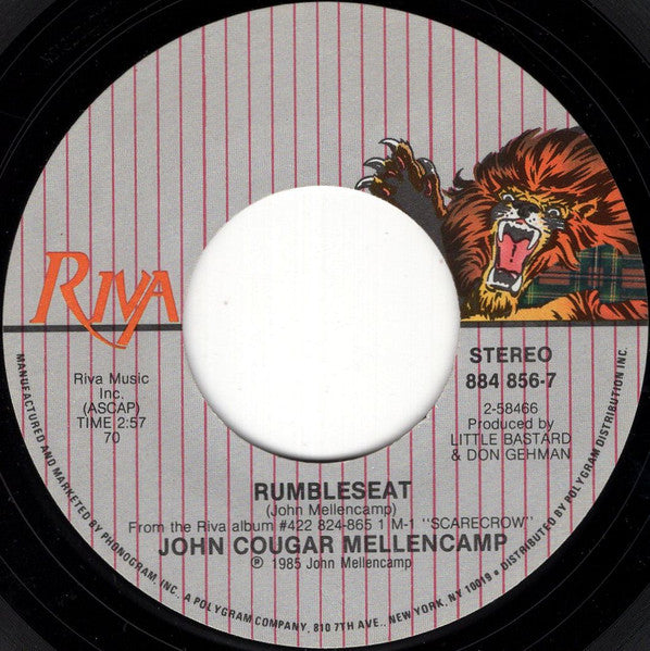 John Cougar Mellencamp : Rumbleseat (7", Single)