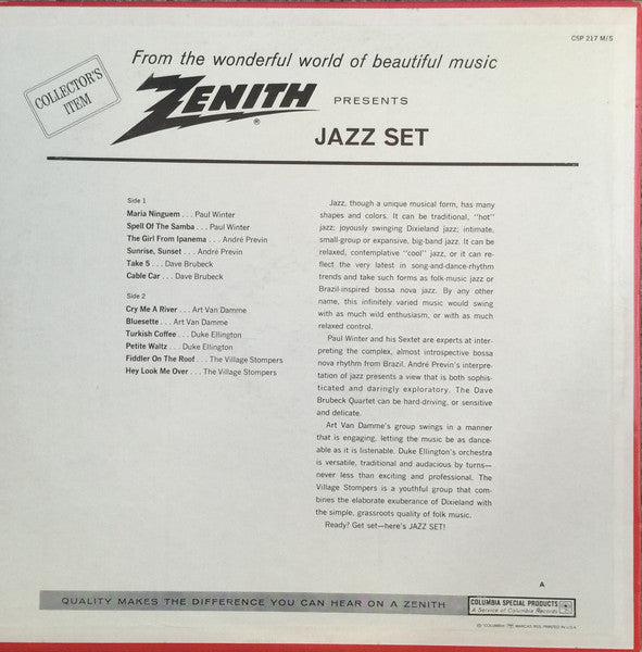 Various : Zenith Presents A Collector's Item:  Jazz Set (LP, Comp)