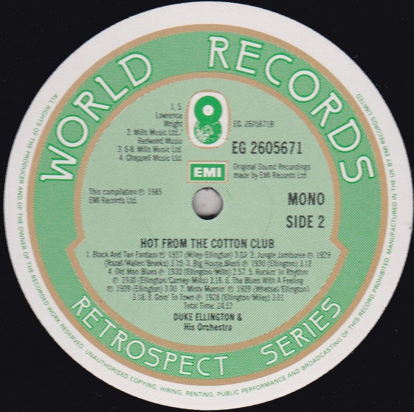 Duke Ellington : Hot From The Cotton Club (LP, Comp, Mono)