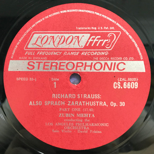 Richard Strauss, Los Angeles Philharmonic*, Zubin Mehta : Also Sprach Zarathustra (LP, Album)