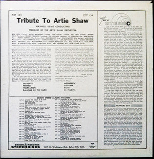 Members Of The Artie Shaw Orchestra : Tribute To Artie Shaw (LP, red)