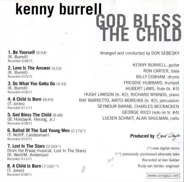 Kenny Burrell : God Bless The Child (CD, Album, RE, RM)