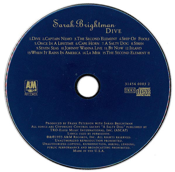 Sarah Brightman : Dive (CD, Album, No )