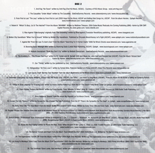 Various : Vans Warped Tour '06 (2006 Tour Compilation) (2xCD, Comp)